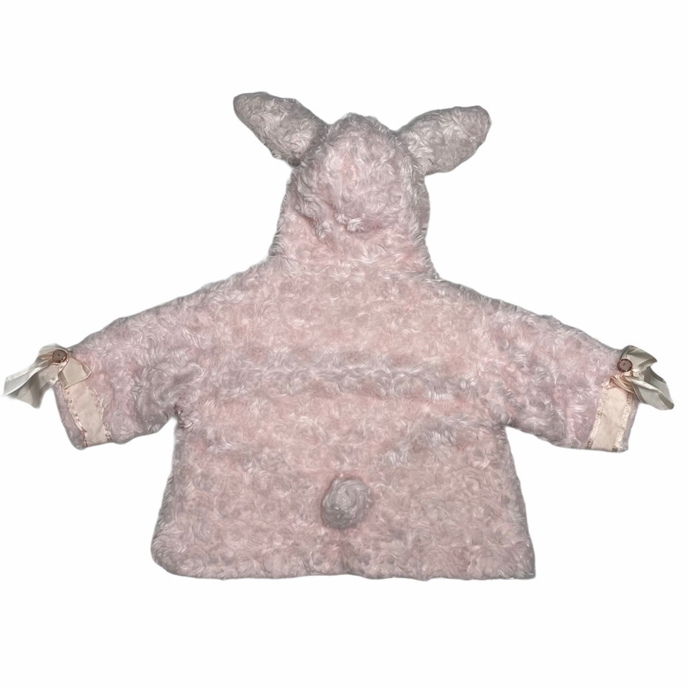 Bearington Baby Pink Faux Fur Bunny Jacket Hood with Ears and Tail 6-12M